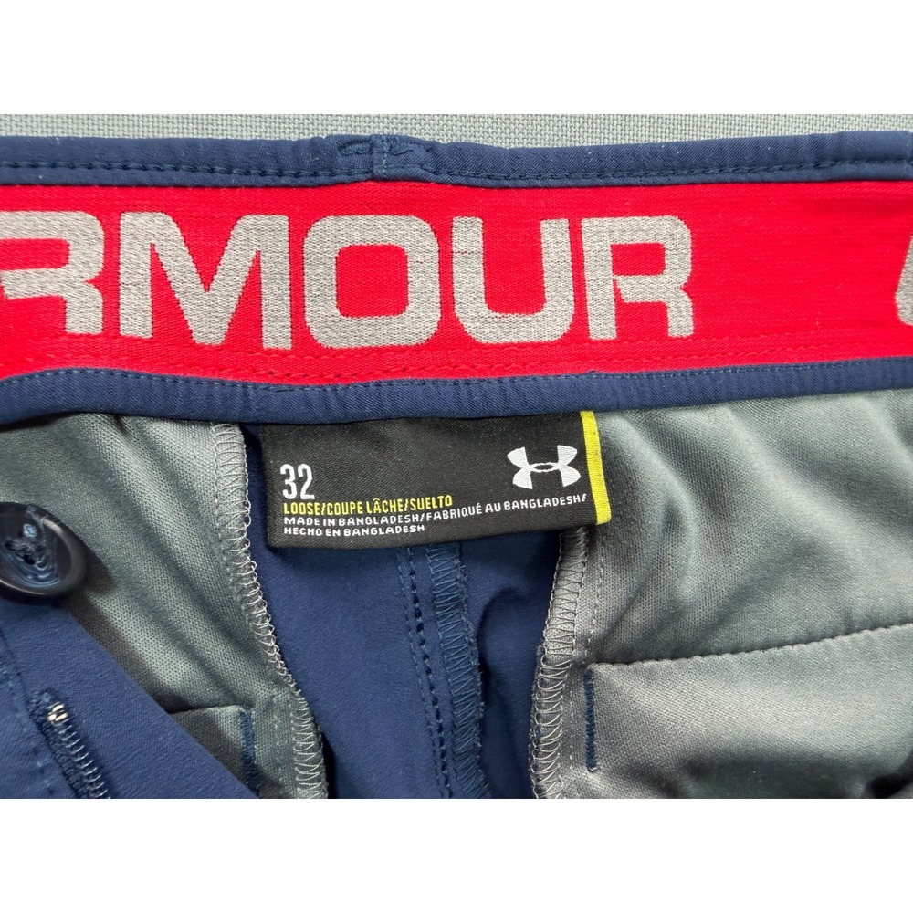 Under Armour Golf Shorts Navy Blue Stretch Performance Flat Front | Men's 32 - Picture 4 of 11